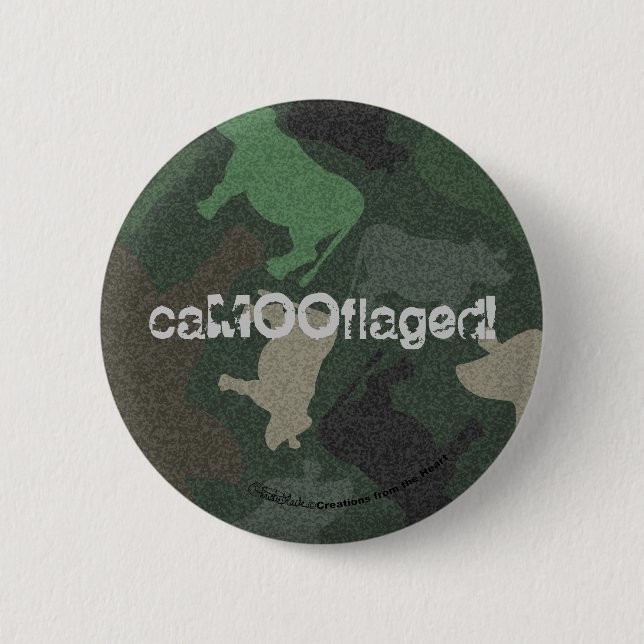 CaMOOflage Kuh Collage in grün Button (Vorderseite)