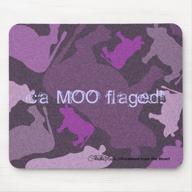 CaMOOflage Kuh Collage in Lila Mousepad (Vorne)
