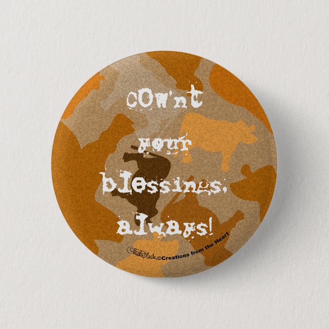 CaMOOflage Kuh Collage in Orange Button (Vorderseite)