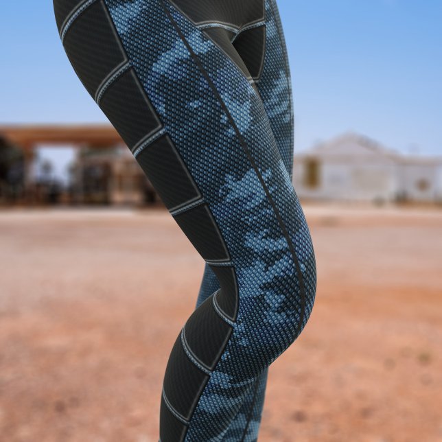 Camouflage Action Cosplay Bleu Costume Leggings (Perfect to wear when you're battling aliens or zombies. Just add your initials)