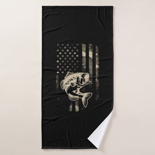 Camouflage Américain Drapeau Pêcheur Pêcheur Pêche (Serviette de bain)