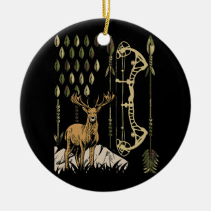 Camouflage American Flag Bowhunting Bow Archery De Keramik Ornament