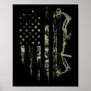 Camouflage American Flag Bowhunting Bow Archery De Poster