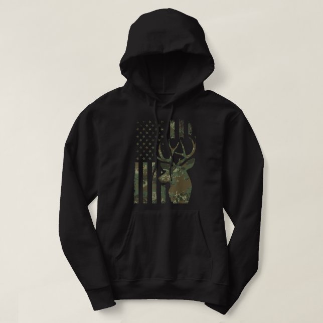 Camouflage American Flag Buck Jagd Geschenk für El Hoodie (Design vorne)