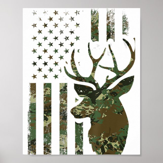Camouflage American Flag Buck Jagd Geschenk für El Poster (Vorne)