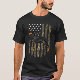 Camouflage American Flag Doberman Pinscher 4. Juli T-Shirt