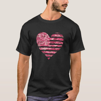 Camouflage American Flag Heart Camouflage Tacicros T-Shirt