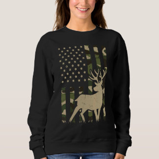 Camouflage American Flag Hirsche Jagen Hirschjäger Sweatshirt