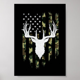 Camouflage American Flag Jagd auf Hirsche Poster