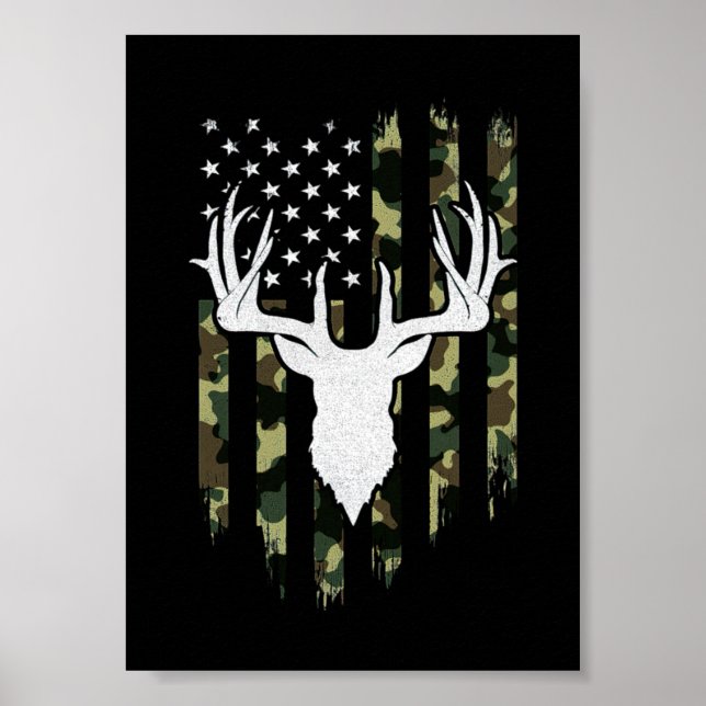 Camouflage American Flag Jagd auf Hirsche Poster (Vorne)