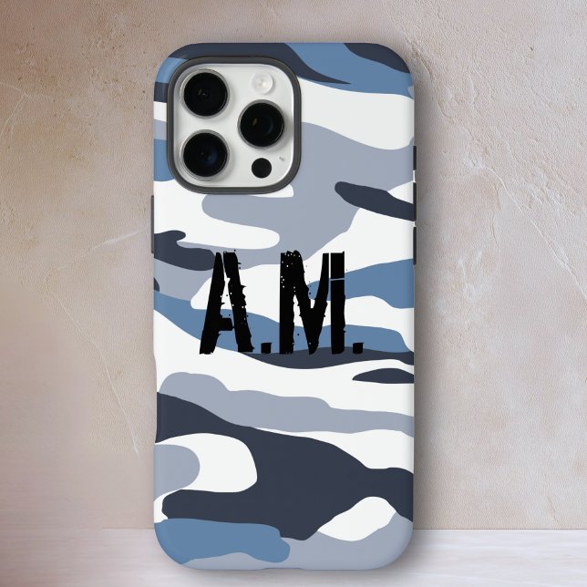 Camouflage Army Monogram Blue iPhone 16 Pro Max Hülle (Camouflage Army Monogram iPhone Case-Beige-Brown Case-Mate iPhone Case)