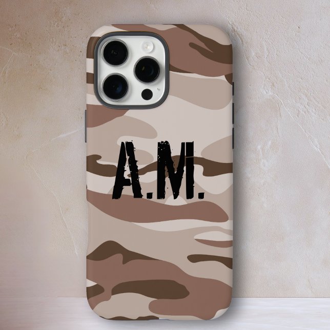 Camouflage Army Monogram iPhone Case-Beige-Brown iPhone 16 Pro Max Hülle (Camouflage Army Monogram iPhone Case-Beige-Brown Case-Mate iPhone Case)