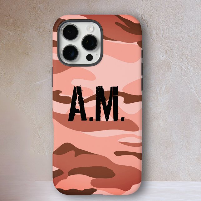 Camouflage Army Monogram iPhone Case-Orange-Brown 16 Pro Max Hülle (Camouflage Army Monogram iPhone Case-Beige-Brown Case-Mate iPhone Case)