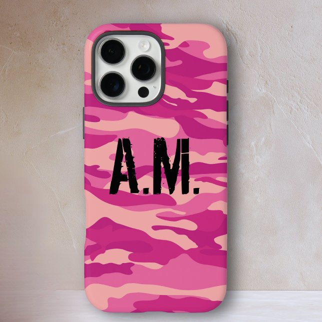 Camouflage Army Monogram Pink iPhone 16 Pro Max Hülle (Camouflage Army Monogram Pink Case-Mate iPhone Case)