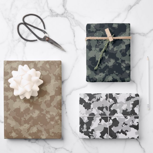 Camouflage Assorment 3-styles Digitale Camouflage Geschenkpapier Set (Vorderseite)