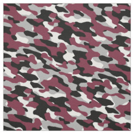 Camouflage aus Burgund, Schwarz, Weiß und Grau Stoff