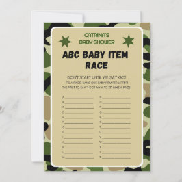 Camouflage Babydusche - bestellbarer Name, 12x18 Einladung