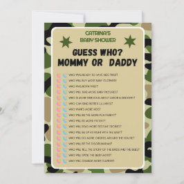 Camouflage Babydusche - bestellbarer Name, 12x18 Einladung