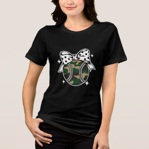 Camouflage Baseball mit Polka Dot Bow Tri-Blend Shirt
