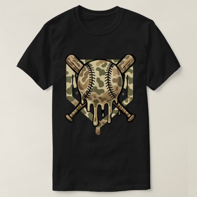 Camouflage Baseball Tropfen Shirt für Jungs und Sp (Design vorne)