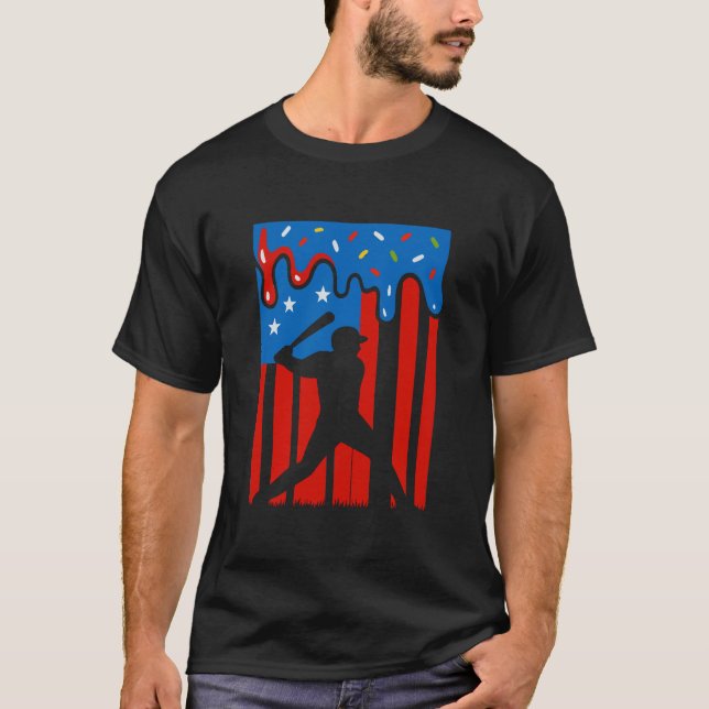 Camouflage Baseball USA Flag Baseball Lover 4. Jul T-Shirt (Vorderseite)