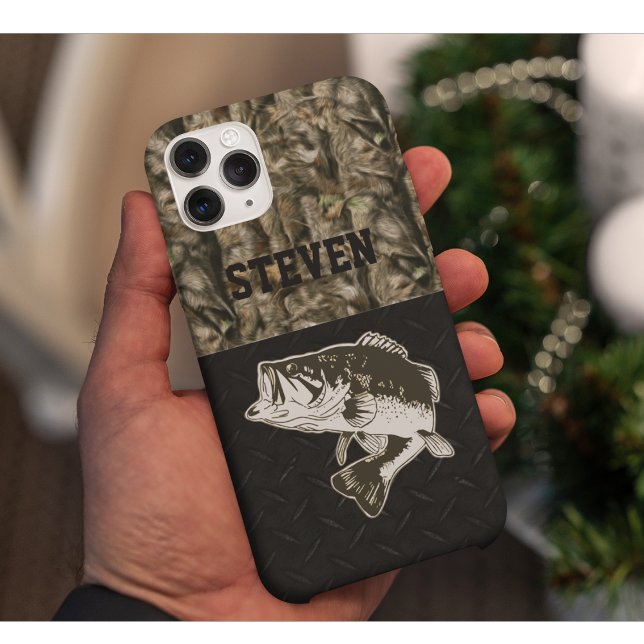 Camouflage Bass Fischen Männer Sportname Case-Mate iPhone Hülle (Bass fishing custom camouflage phone case)