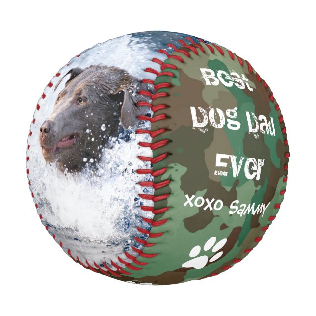 Camouflage Best Dog Vater Foto Vathers Day Basebal Baseball (Schrägansicht)