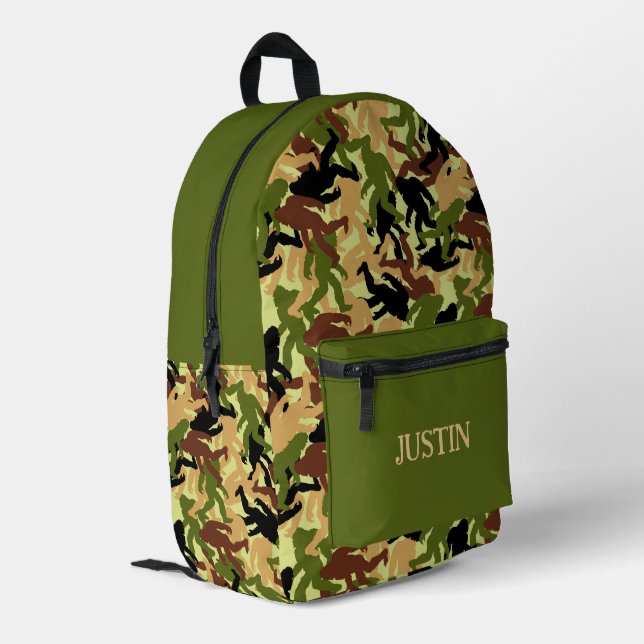 Camouflage Bigfoot Gemusterte Camouflage drucken Bedruckter Rucksack (Rückseitige Ecke links)