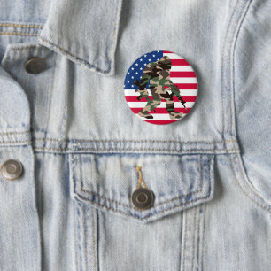 Camouflage Bigfoot Sasquatch Button