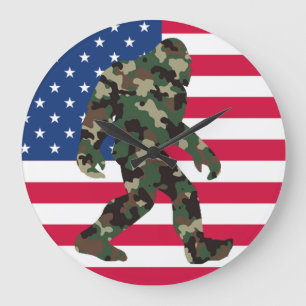 Camouflage Bigfoot Sasquatch Große Wanduhr