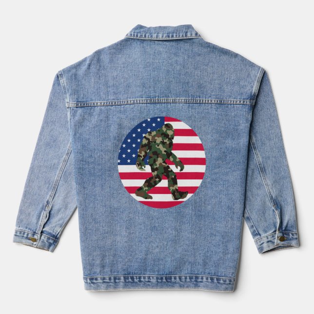 Camouflage Bigfoot Sasquatch Jeansjacke (Rückseite)