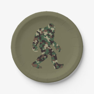 Camouflage Bigfoot Sasquatch Pappteller