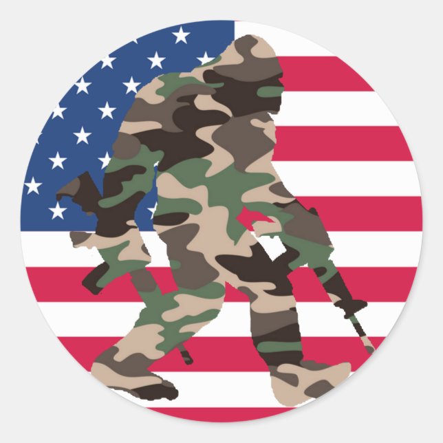 Camouflage Bigfoot Sasquatch Runder Aufkleber (Vorderseite)