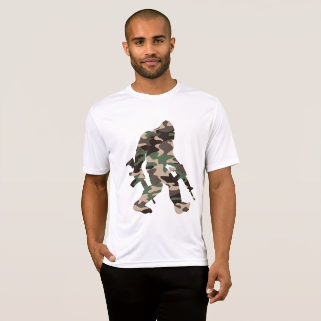 Camouflage Bigfoot Sasquatch T-Shirt (Vorne ganz)