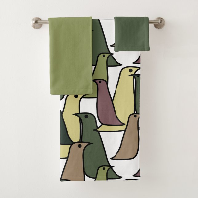Camouflage Birds Badhandtuch Set (Insitu)