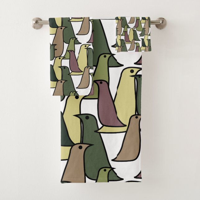 Camouflage Birds Badhandtuch Set (Insitu)