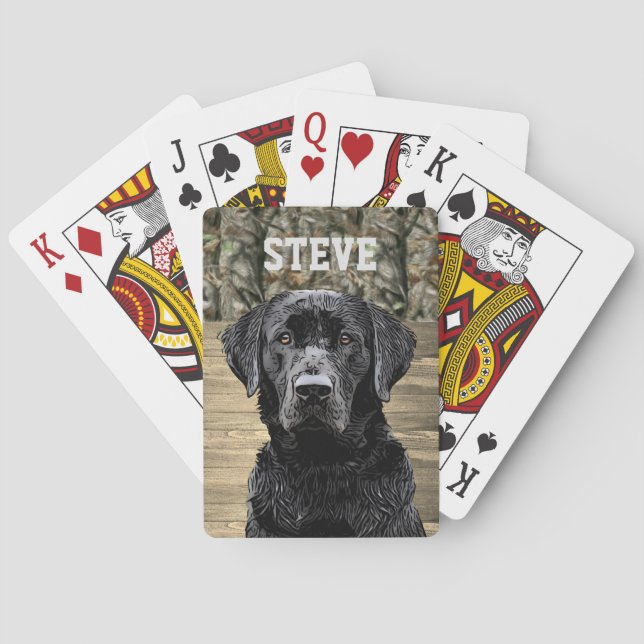 Camouflage Black Lab Hunde Tierbezeichnung Spielkarten (Rückseite)