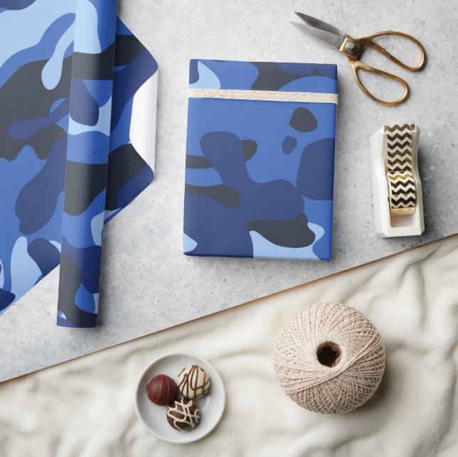 Camouflage Blue Camouflage Army Pattern Geschenkpapier (Kunsthandwerk)