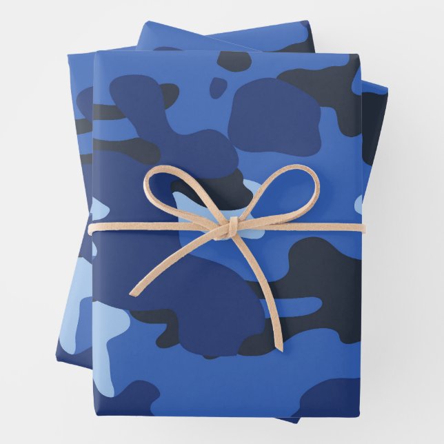 Camouflage Blue Camouflage Army Pattern Geschenkpapier Set (Beispiel)