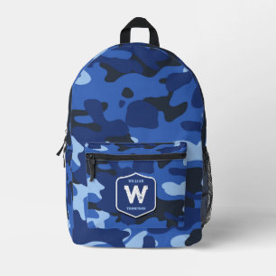 Camouflage Blue Camouflage Army Pattern Monogram B Bedruckter Rucksack