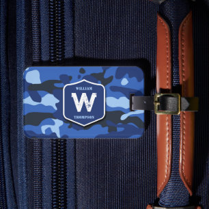 Camouflage Blue Camouflage Army Pattern Monogram Gepäckanhänger
