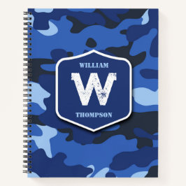Camouflage Blue Camouflage Army Pattern Monogram Notizbuch