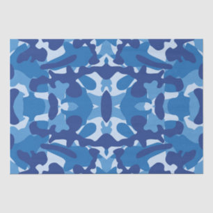 Camouflage Blue Camouflage Army Pattern Monogram Seidenpapier