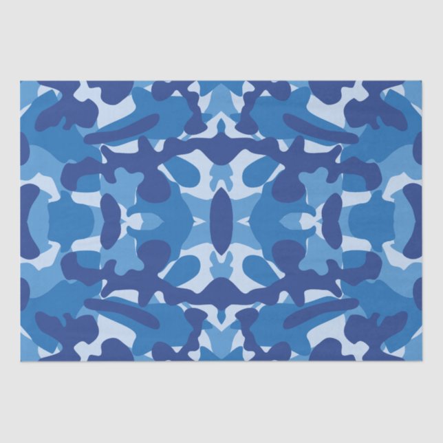 Camouflage Blue Camouflage Army Pattern Monogram Seidenpapier (Vorderseite)