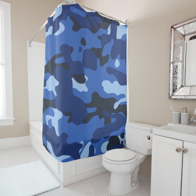 Camouflage Blue Camouflage Pattern Duschvorhang (Beispiel)