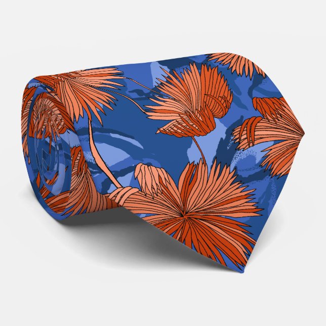 Camouflage Blume Blumenblau zweiseitig bedruckt Krawatte (Gerollt)