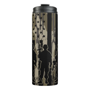 Camouflage Bottomland - Amerikanische Flagge & Sol Thermosbecher