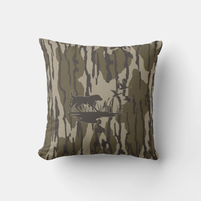 Camouflage Bottomland Hunde und Enten Kissen (Vorderseite)