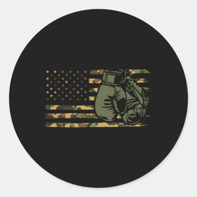 Camouflage Boxen der US-Flagge für Boxer American  Runder Aufkleber (Vorderseite)