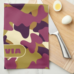 Camouflage camo violet vert cuisine serviette